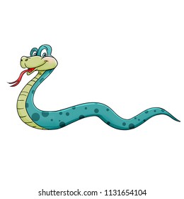 Cartoon Snake Illustration, Cute Snake Illustration,  Happy Snake Illustration,