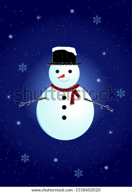 Cartoon Snowman Wallpaper Snowfall Background Stock Illustration