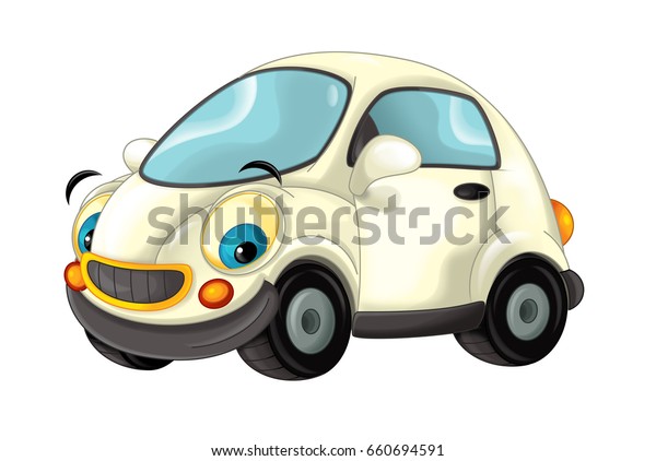 Cartoon sports car smiling and looking -\
illustration for\
children