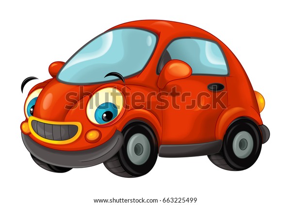 Cartoon sports car smiling and looking -\
illustration for\
children