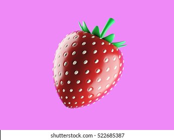 Cartoon Strawberry 3D Illustration