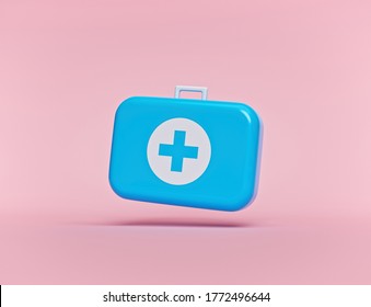 cartoon style blue Medical Bag Icon. minimal concept. 3d rendering
