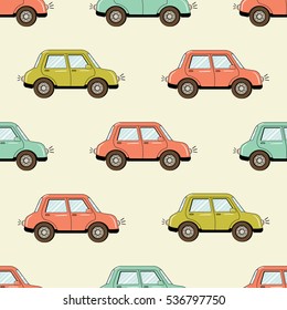 Cartoon Style Car Automobile Seamless Pattern Stock Illustration ...