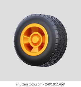 cartoon style car wheel isolated on grey background. close up. minimal design. 3d rendering icon - Powered by Shutterstock