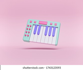 Cartoon Style Minimal Piano Icon, Symbol. Music Concept. 3d Rendering