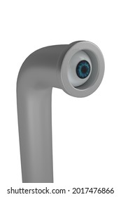 A Cartoon Style Periscope With Eye. 3D Rendering. 3D Illustration.