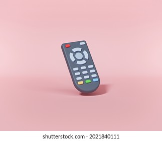 Cartoon Style TV Remote Control Isolated. Minimal Electronic Object. 3d Rendering