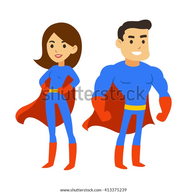 Cartoon Superhero Couple Man Woman Comic Stock Illustration 413375239 ...