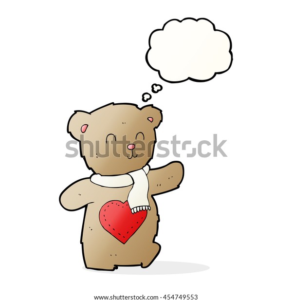 teddy bear with heart on chest cartoon