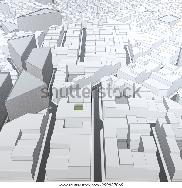 Cartoon Town Bird Eye View Urban Stock Illustration 299987069