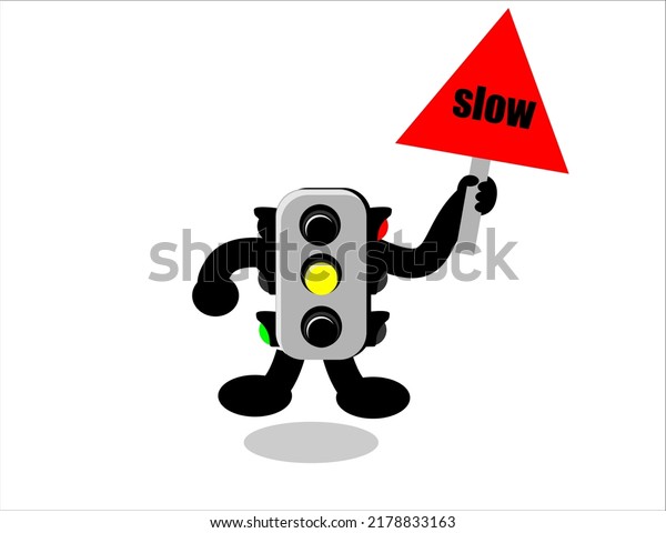 cartoon traffic light on the\
highway
