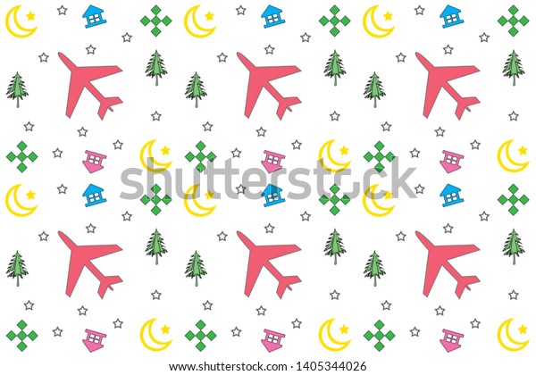 Cartoon Transportation Background\
for Kids. Seamless Pattern with doodle Toy Cars and\
airplane