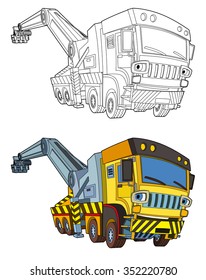 Cartoon Truck Coloring Page Illustration Children Stock Illustration ...