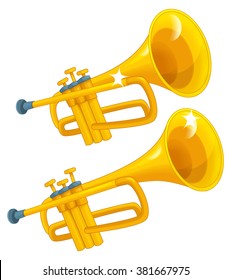 Cartoon Trumpet - Isolated - Illustration For The Children