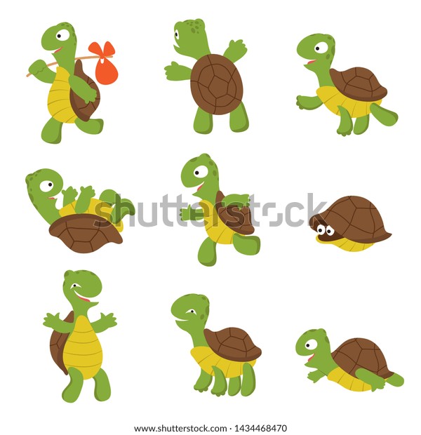 Cartoon Turtle Cute Tortoise Wild Animal Stock Illustration 1434468470 ...