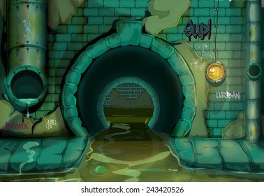 A Cartoon underground sewer system.