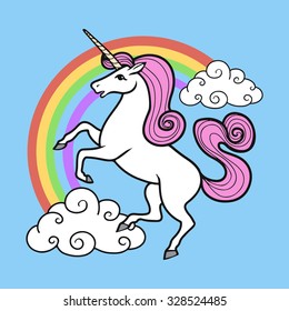 Cartoon Vector Unicorn Rainbow Clouds Stock Vector (Royalty Free) 325444130