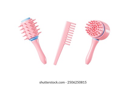 Cartoon various barber's combs, hairdressing and beauty, 3d rendering. 3d illustration. - Powered by Shutterstock