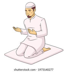 Cartoon Vector Illustration Muslim Man Praying Stock Illustration ...