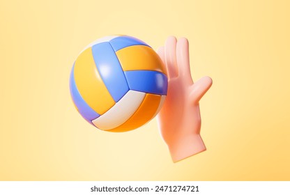 Cartoon volleyball in the yellow background, 3d rendering. 3d illustration. - Powered by Shutterstock