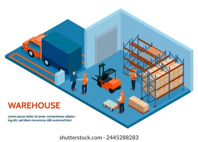 Cartoon warehouse composition background template