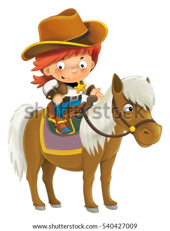 Cartoon Western Cowboy On Horse Isolated Stock Illustration 540427009 ...