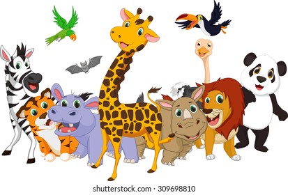 Cartoon Wild Animals Background Stock Vector (royalty Free) 248776510 