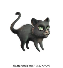 Cartoon Witch Cat Illustration Furry Animal Stock Illustration 