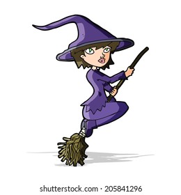 Cartoon Witch Riding Broomstick Stock Illustration 205841296 | Shutterstock