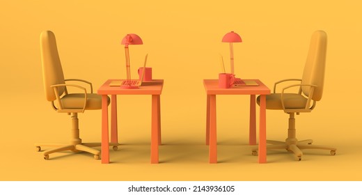 Cartoon Work Office Two Tables Computers Stock Illustration 2143936105 ...