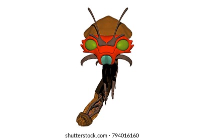 Cartoon worm 3D rendering