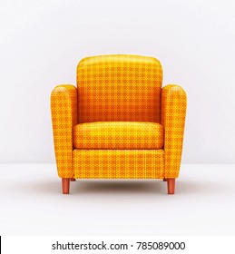 Cartoon Yellow    Armchair  Isolated  On White Background  , Rendering  3d Illustration   Art 
