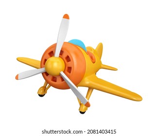 Cartoon yellow and orange airplane front view on a white background, 3D render - Powered by Shutterstock