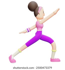 Cartoon Yoga Girl Character Pack. Female Character Performing Yoga Pose. 3D - Powered by Shutterstock