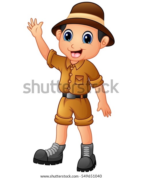 Cartoon Zoo Keeper Man Waving Hand Stock Illustration 549651040