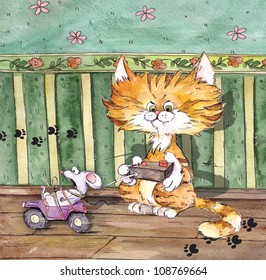 cartoon's cat and mouse