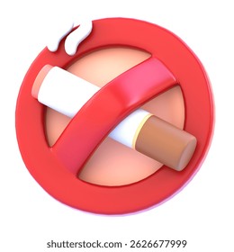 Cartoony 3D No Smoking Icon – Tema de bomberos, Seguridad contra incendios, Prohibición de fumar, No Smoking Sign, Seguridad contra el Industrial, Prevención de incendios, Zona libre de Smoke, Campaña del Día del Trabajo, Seguridad en la construcción