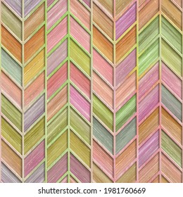 Carved Chevron Pattern On Wood Background Seamless Texture, Wood Color, 3d Illustration