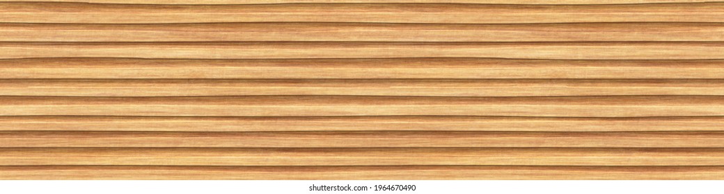 Carved horizontal stripes pattern on wood background seamless texture, long texture, 3d illustration