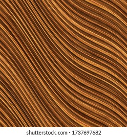 Carved Waves Pattern On Wood Background, Seamless Texture, 3d Illustration