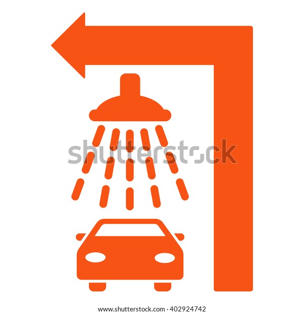 Carwash Turn\
Left raster illustration for street advertisement. Style is orange\
flat symbols on a white\
background.