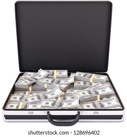 case full of dollar on white background
