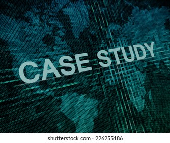 Case Study Text Concept On Green Digital World Map Background 