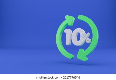 Cash Back 10 Percent, Financial Services. Isolated Background. Cash Back Icon. Refund Percent. 3d Render.