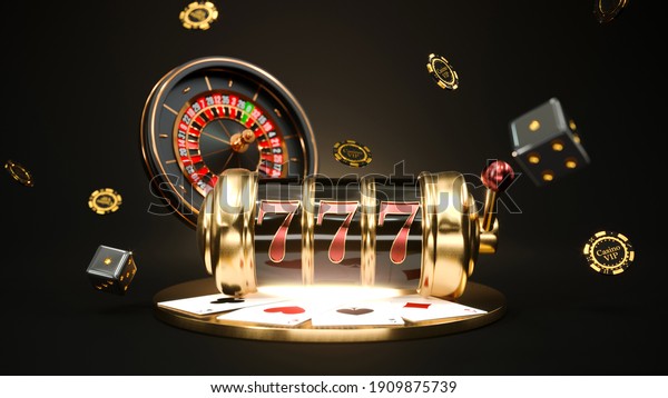 Casino Background Slot Machine Roulette Wheel Stock Illustration 1909875739