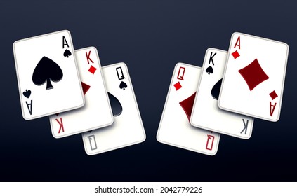 casino cards poker blackjack baccarat gold  3d render 3d rendering illustration 