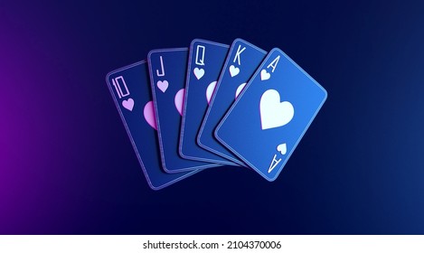 Casino Cards Poker Blackjack Baccarat Black And Red Ace Symbols With Golden Metal 3d Render 3d Rendering Illustration 