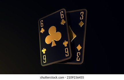 Casino Cards Poker Blackjack Baccarat Black And Red Ace Symbols With Golden Metal 3d Render 3d Rendering Illustration 