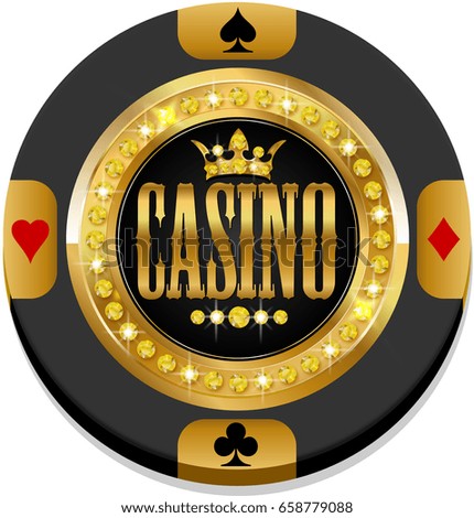 Casino chip with gold elements