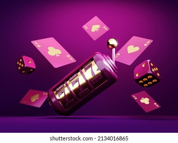 Casino chips, cubes, roulette, drum  on dark black background - 3d render. Flying chip for online casinos and mobile gambling applications, poker - winner, wealth concept. 